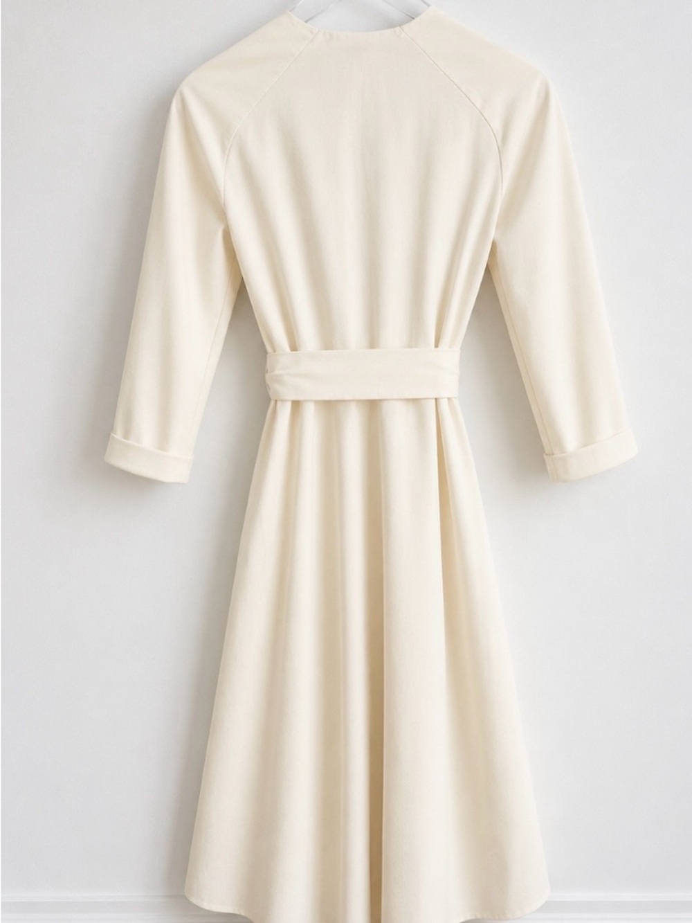Zara Poplin Cotton Blend Midi Dress Cream Belted Minimalist Cottagecore, XS NWT - Picture 3 of 7